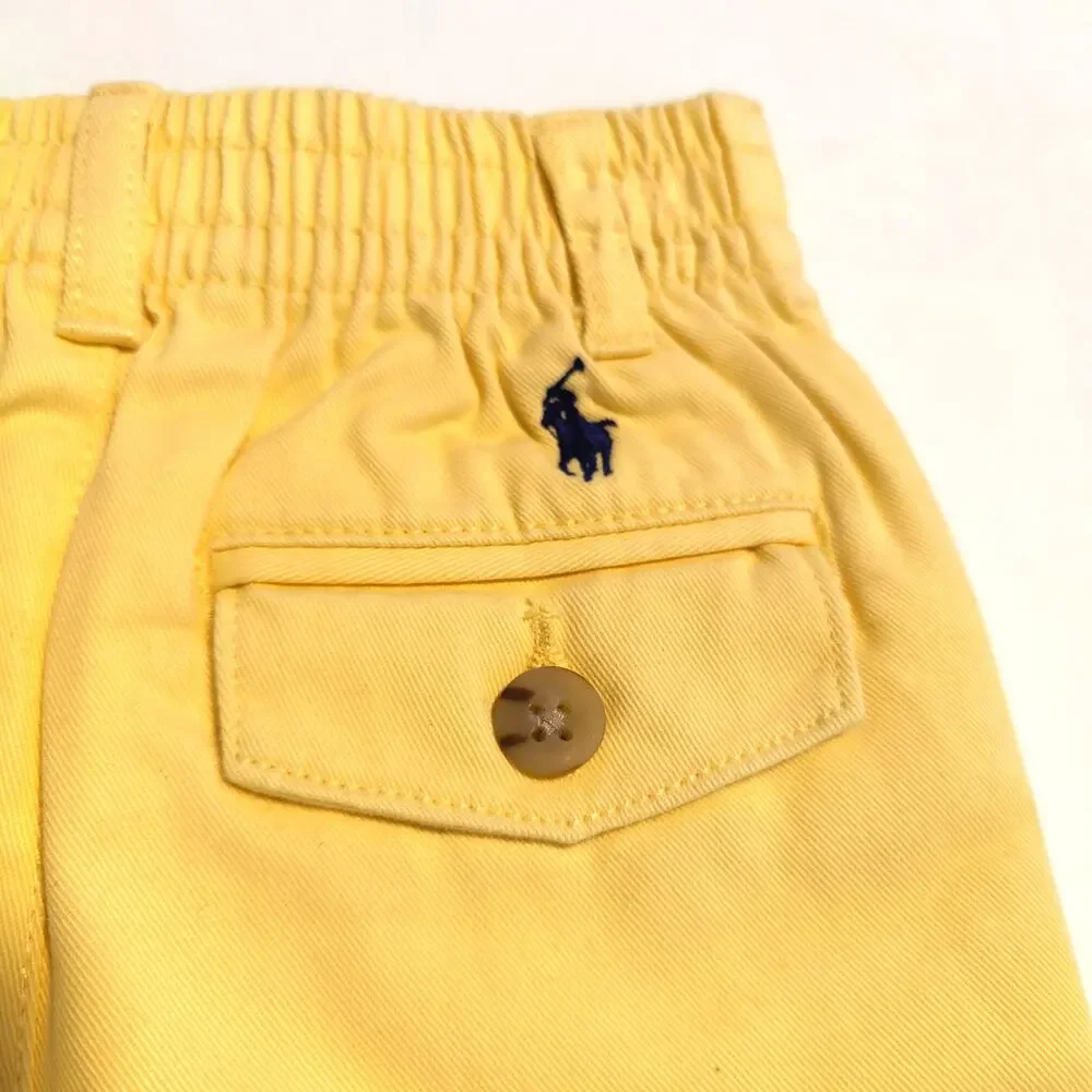 Ralph Lauren Boys 2 Pc Plaid Shirt Yellow Pants Set 12M NWT
